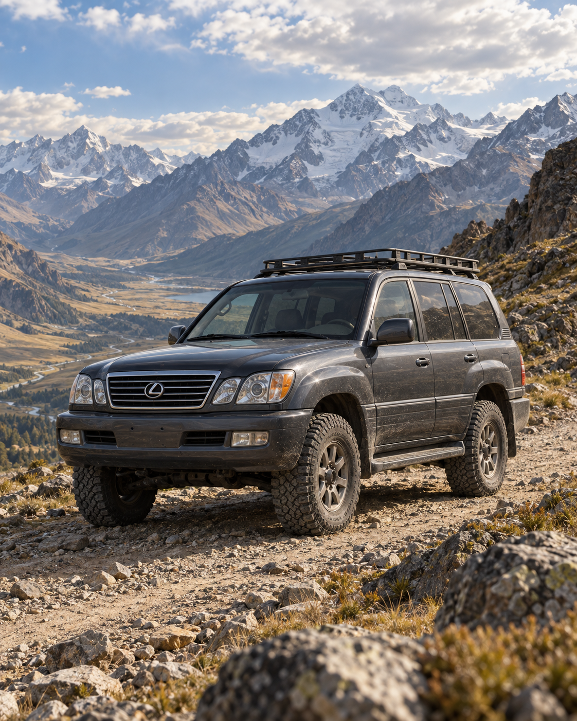 Lexus LX 470 on a mountain road